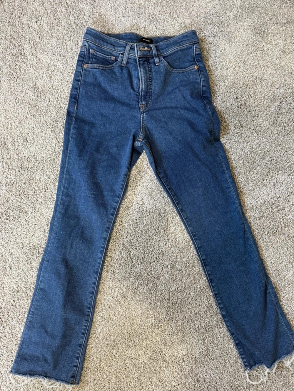 Express Women's Straight Leg Jeans in Dark Blue Wash
